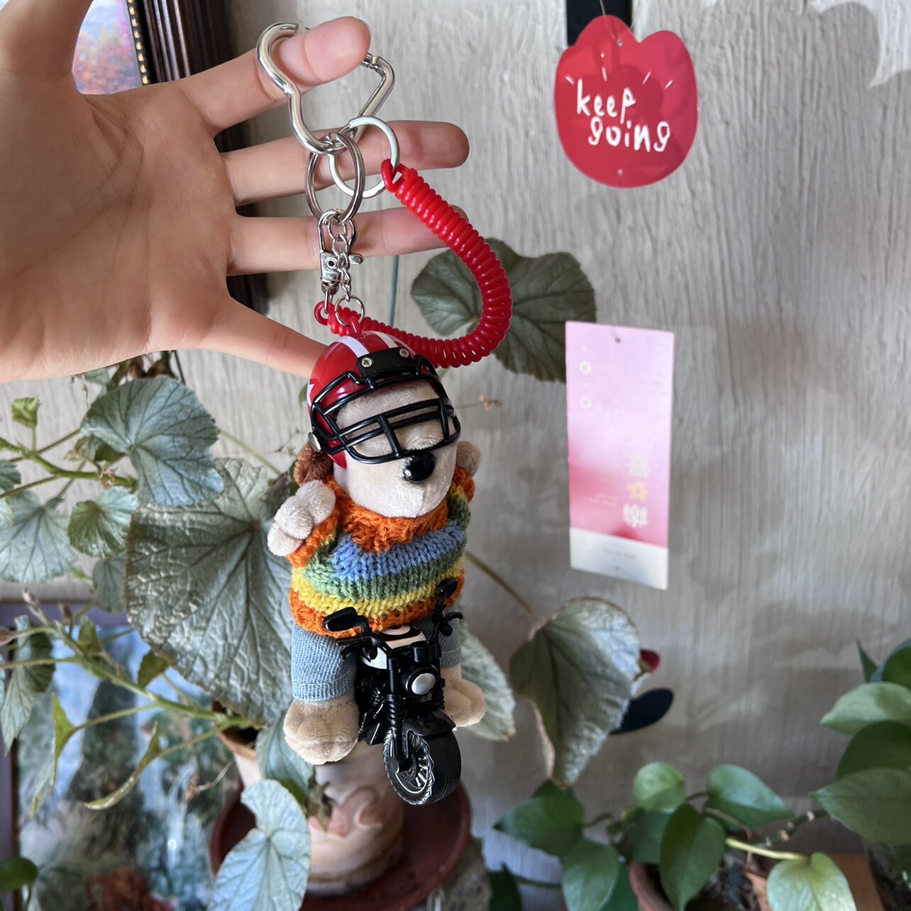 韩国代同款骑摩托车的狗狗毛绒挂件玩偶创意饰品网红女情侣钥匙扣