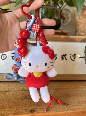 日韩红色KT包包挂件少女心钥匙扣红绳可爱包挂网红女生猫咪红蓝色