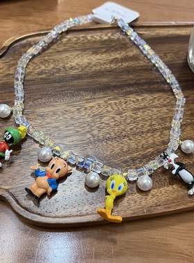 小翠白色方糖串珠项链女生网红