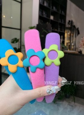 长春花蓝紫色日常洗脸时尚发卡