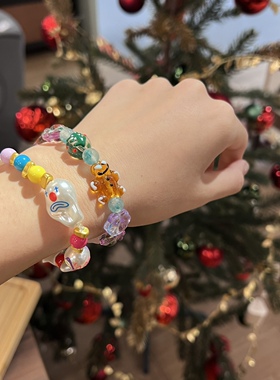 圣诞节小丑彩色感彩色弹力手链