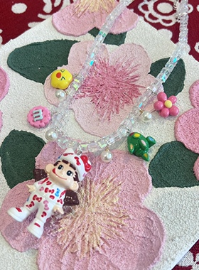 日韩可爱卡通牛奶妹链百搭颈链