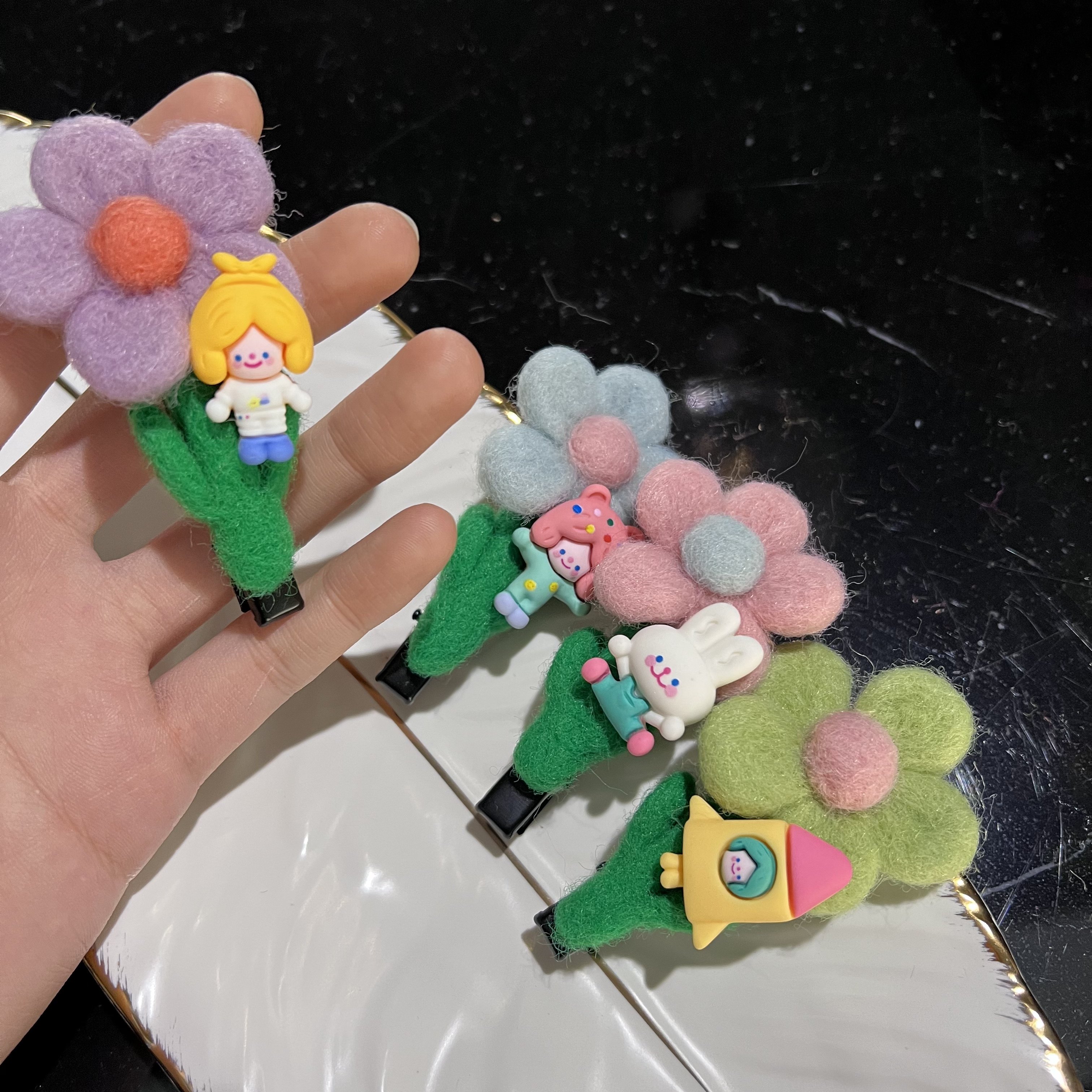 日韩秋冬羊毛毡少女心卡通可爱小兔子彩色花朵女生发夹侧边夹刘海,饰品/流行首饰/时尚饰品新,发饰,淘宝优惠券,粉丝福利购,淘宝优惠卷