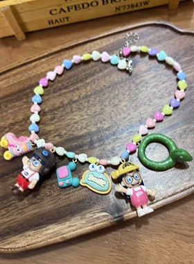 阿拉蕾颈链女生彩色爱心项链