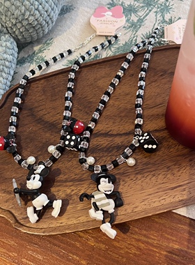 复古黑白米老鼠玩偶颈链