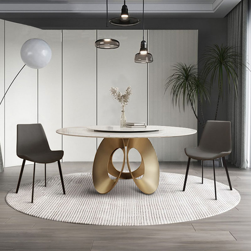轻奢超微晶石岩板餐桌椅组合现代简约家用小户型极简圆形桌带转盘,住宅家具,岩板餐桌,淘宝优惠券,粉丝福利购,淘宝优惠卷
