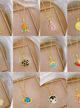 【钛钢】1新款满钻简约气质项链防掉色防过敏网红锁骨链时尚配饰