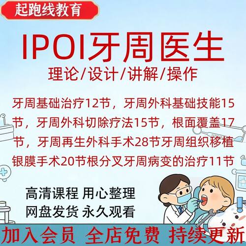 口腔牙周手术治疗基础实操视频课程龈下刮治美学冠延长教程