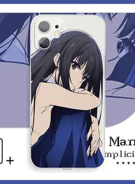 忧郁思考蓝色服装美少女娇羞感苹果12手机壳适用于苹果15Pro小米14vivoy59荣耀60红米k70iQOO10华为mate40pro