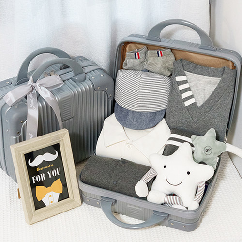 新生婴儿礼盒衣服套装灰色小绅士男宝宝初生满月礼物百天周岁送礼