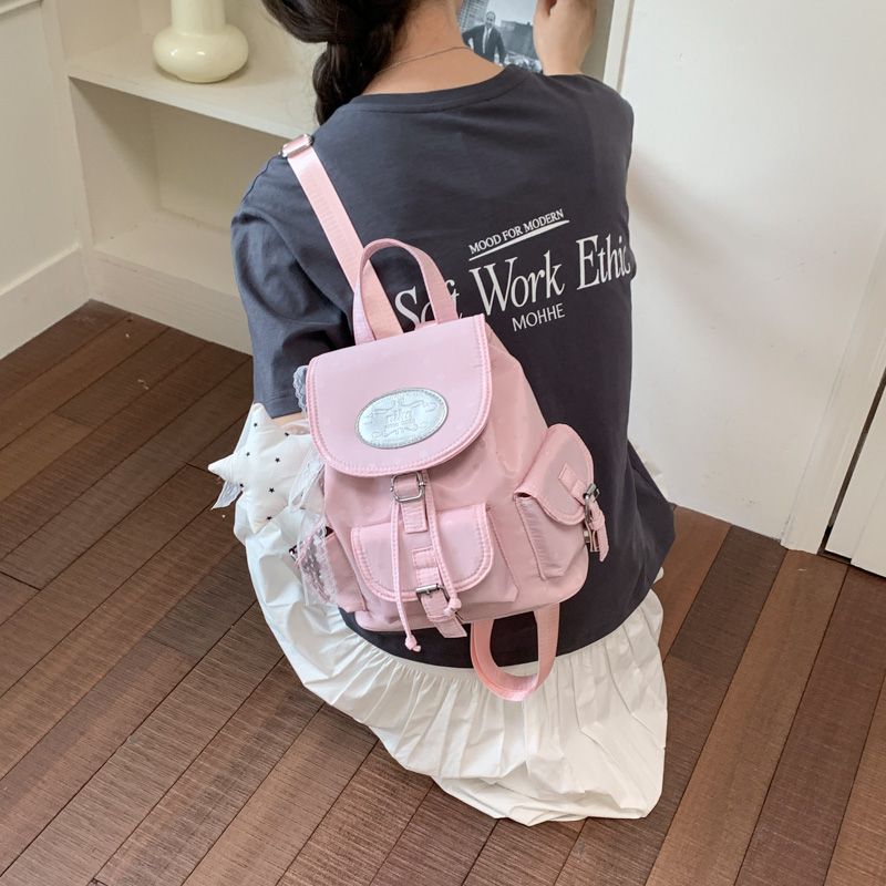 马卡龙抽绳迷你双肩包少女风星星挂件出游轻便多背法百搭小背包