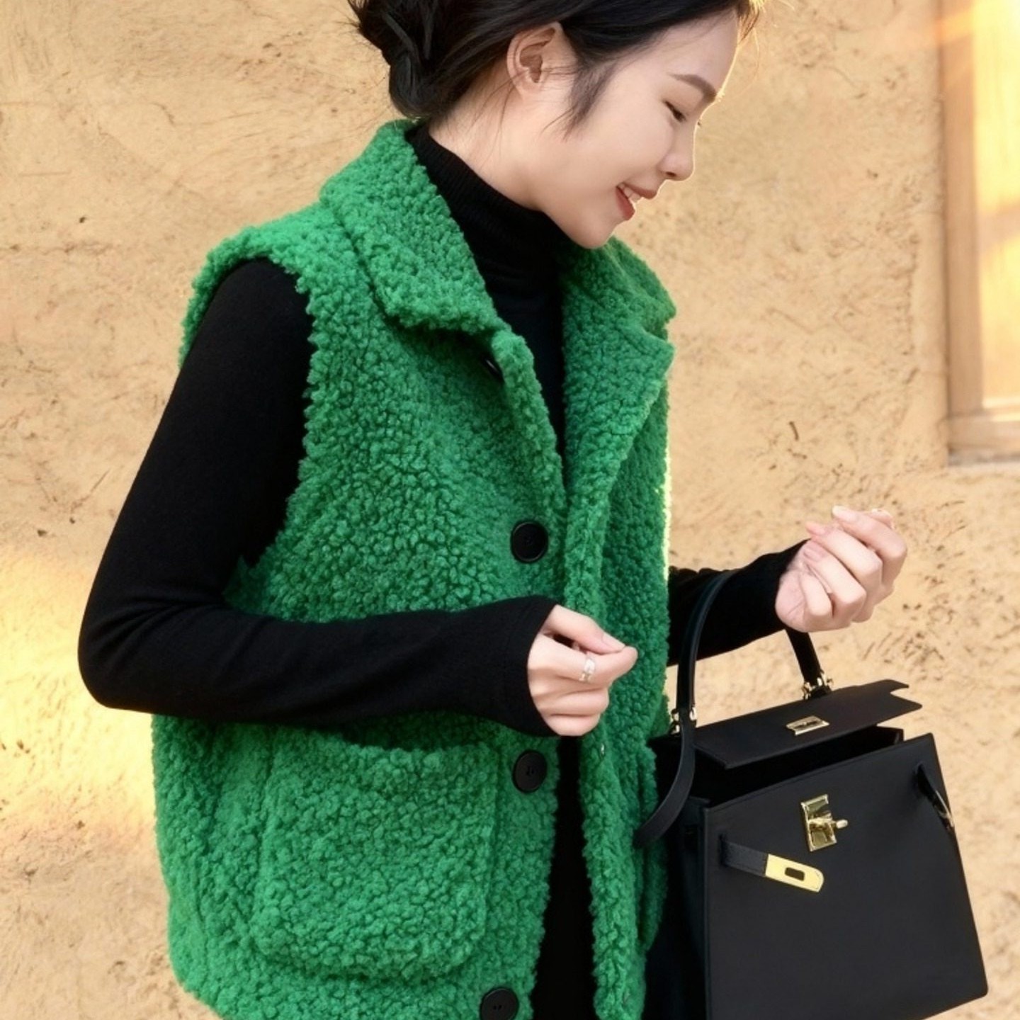 外贸撤回绿色摇粒绒马甲叠穿韩系女秋冬独特超好看小个子背心外套,女装/女士精品,大码内搭,淘宝优惠券,粉丝福利购,淘宝优惠卷