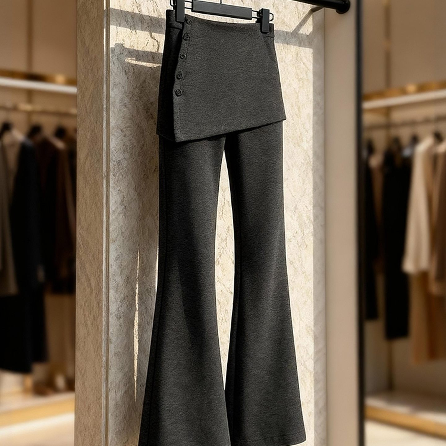 外贸撤回冬季今年流行超好看微喇阔腿裤女超火的加绒加厚灰色裤子,女装/女士精品,大码裤装,淘宝优惠券,粉丝福利购,淘宝优惠卷