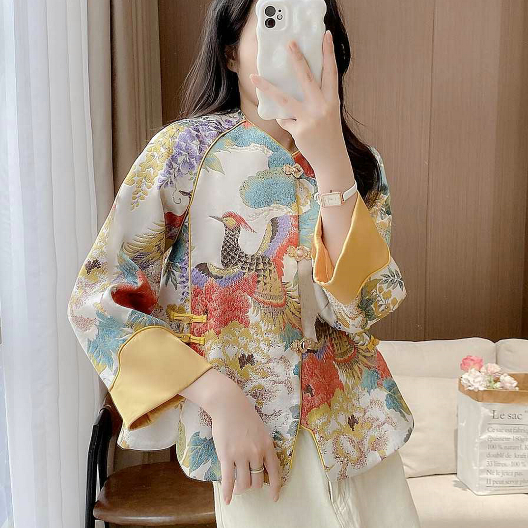 唐装中国风女装年轻款刺绣外套春秋改良旗袍复古盘扣新中式上衣潮