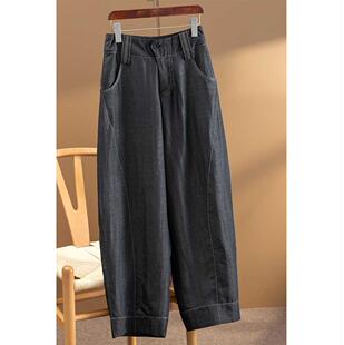 重磅真丝香云纱高腰明线镰刀裤 品牌折扣外贸出口意大利撤柜女装 女