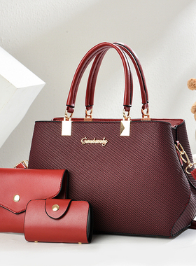 TY红色大气新娘婚包女2025新款潮大容量通勤手提托特包单肩斜挎包