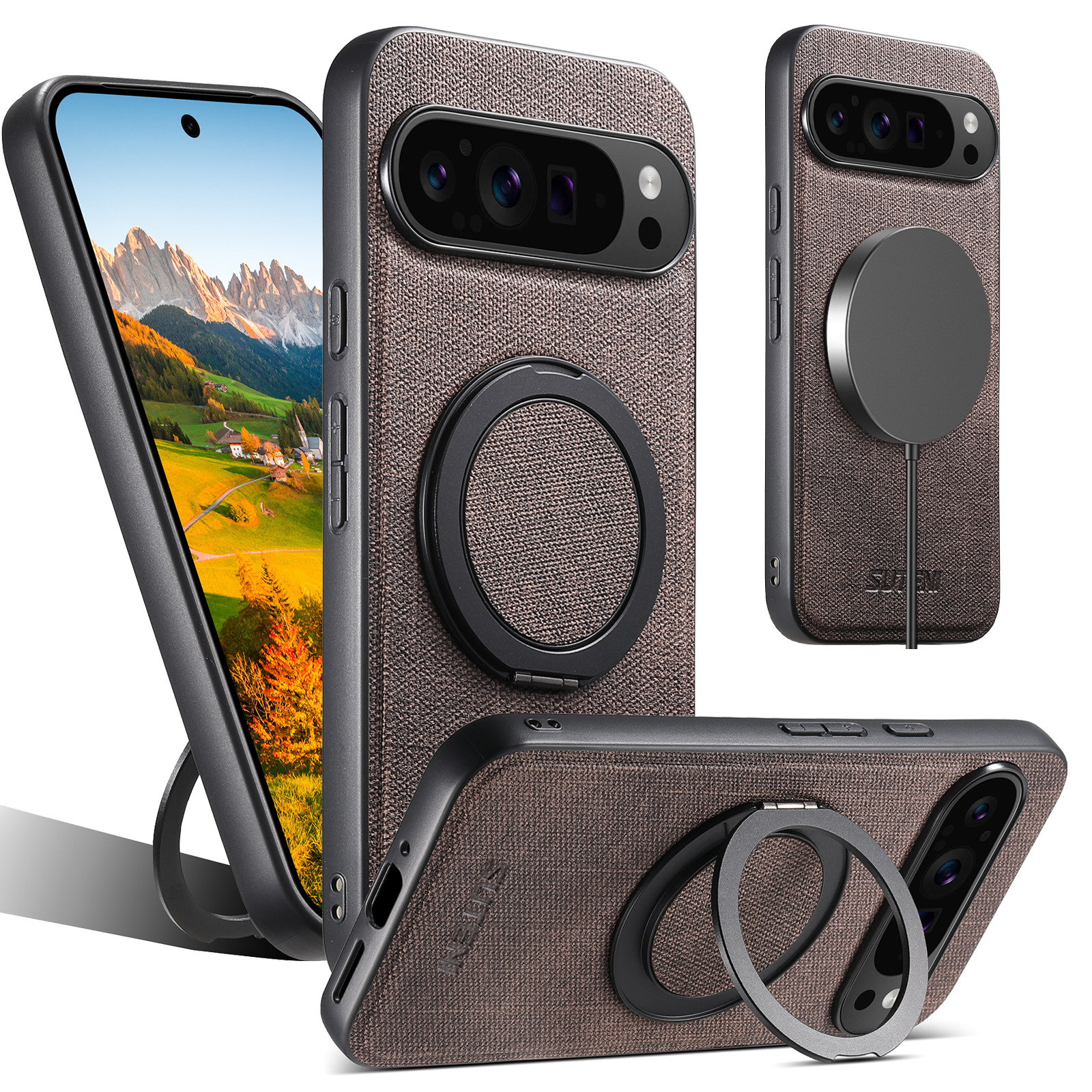 2026用谷歌10ProXL无线充电手机壳磁吸360°旋转支架指环扣8A皮套