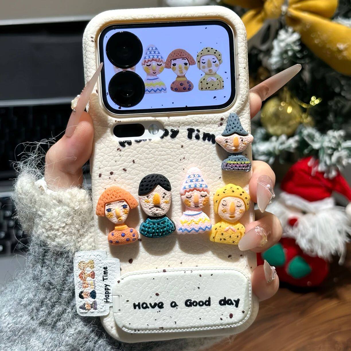 立体趣味人偶皮革纹适用苹果17promax手机壳iPhone15