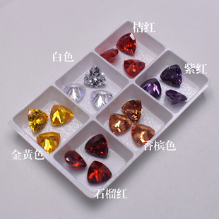 多色组合肥三角锆石裸石尖刻面底宝石裸石首饰镶嵌配石人造CZ宝石