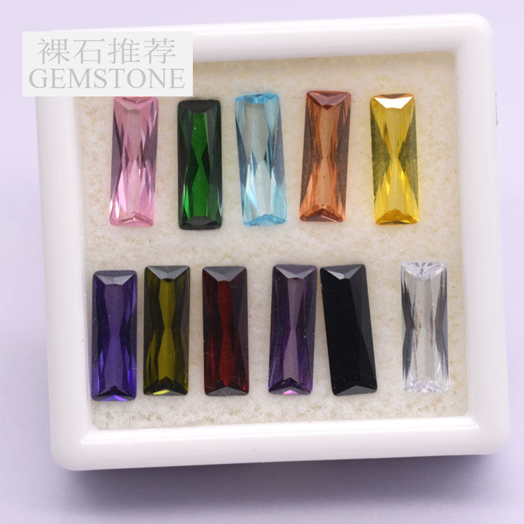 彩色宝石4X12mm  3X10直角长方形锆石裸石 DIY饰品配石 CZ宝石