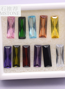 彩色宝石4X12mm  3X10直角长方形锆石裸石 DIY饰品配石 CZ宝石