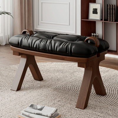 轻奢换鞋凳门口家用实木长条凳入户门穿鞋凳子中古客厅简约沙发凳