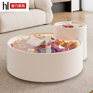 深渊花海茶几带灯客厅家用茶几桌组合小户型轻奢高级感设计师桌子