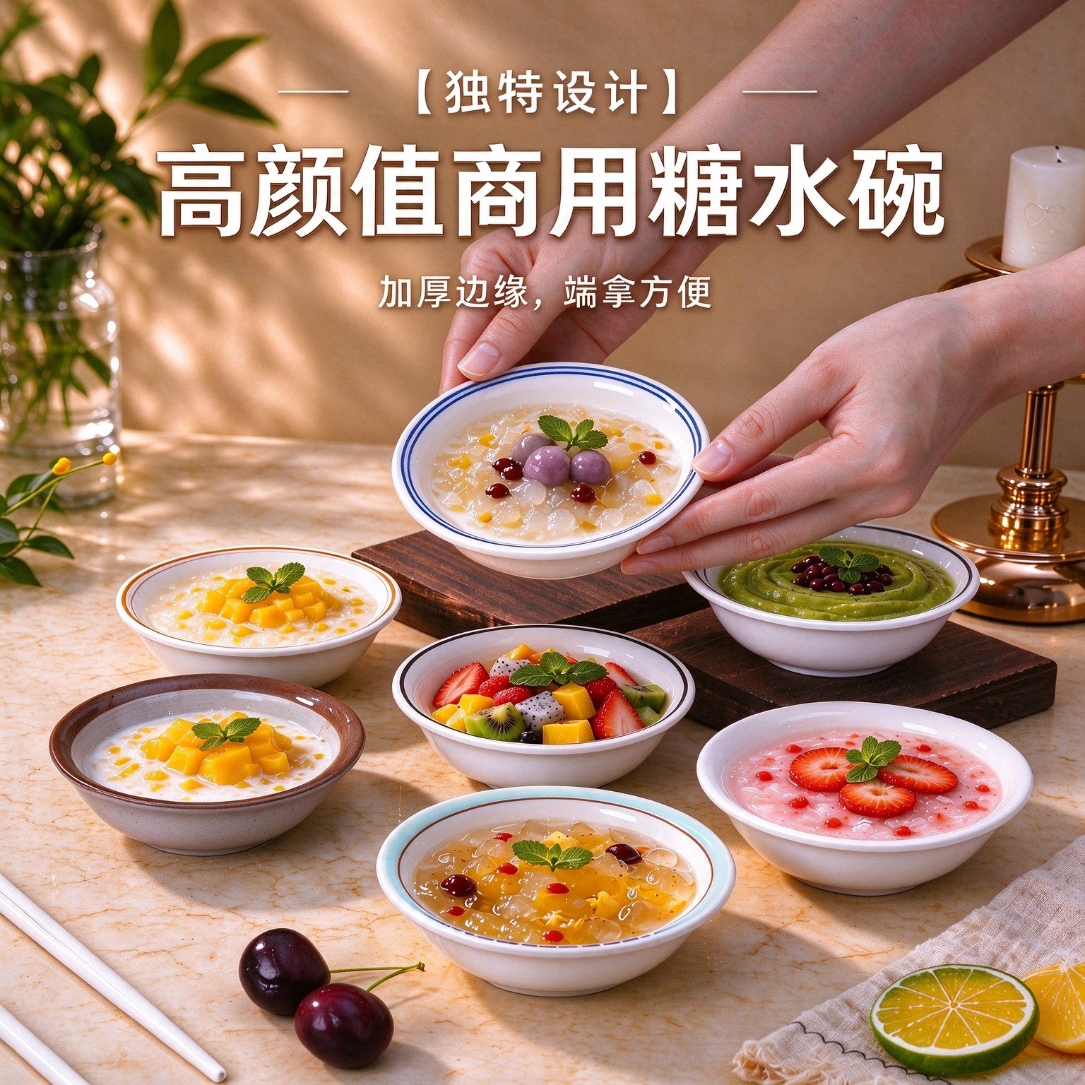 网红甜品碗密胺糖水碗椰奶清补凉碗港式豆花碗仿瓷芋圆碗饭店小碗