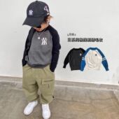 毛衣男童套头插肩袖 秋装 毛衫 圆领针织衫 胡大牙童装 休闲打底衫 新款