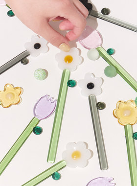 SOREMO 专利花花勺手工玻璃搅拌勺甜品勺可爱搅拌棒生日礼物