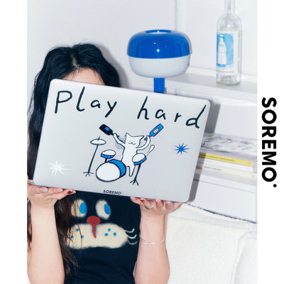 SOREMO “Play hard”原创电脑壳笔记本保护壳插画猫可爱macbook 全包壳