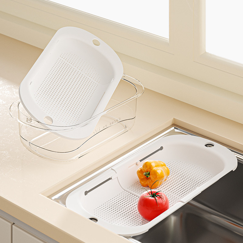 双层沥水篮厨房水池可伸缩洗菜盆家用滤水淘洗菜篮客厅洗水果果盘,餐饮具,果盆/果盘/果篮,淘宝优惠券,粉丝福利购,淘宝优惠卷