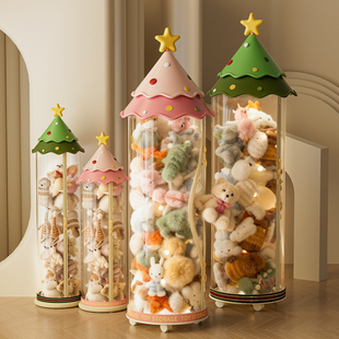 娃娃收纳桶大直径家用儿童装 毛绒玩具整理筒防尘放玩偶公仔透明箱