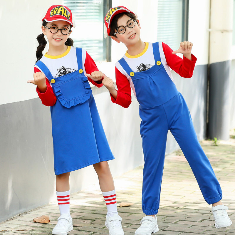 动漫周边日常服装衣服秋季套装儿童阿拉蕾国庆表演服套装背带裤潮