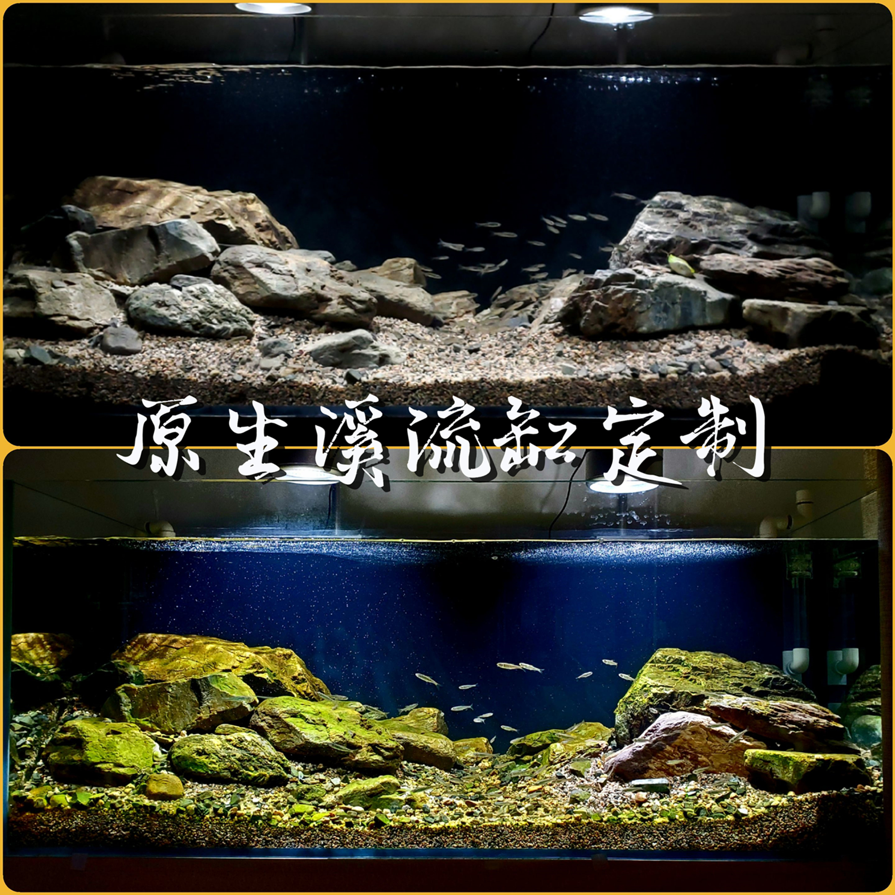 溪流原生缸造景 溪流石天然鹅卵石鱼缸造景组合石头