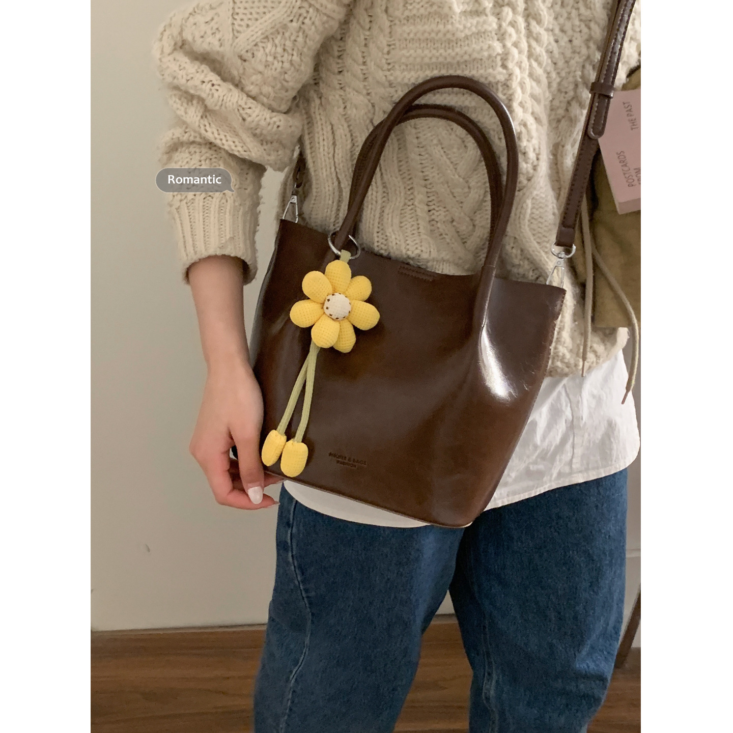 跨境复古高级感女士手提包2025新款简约水桶包大容量单肩斜挎包