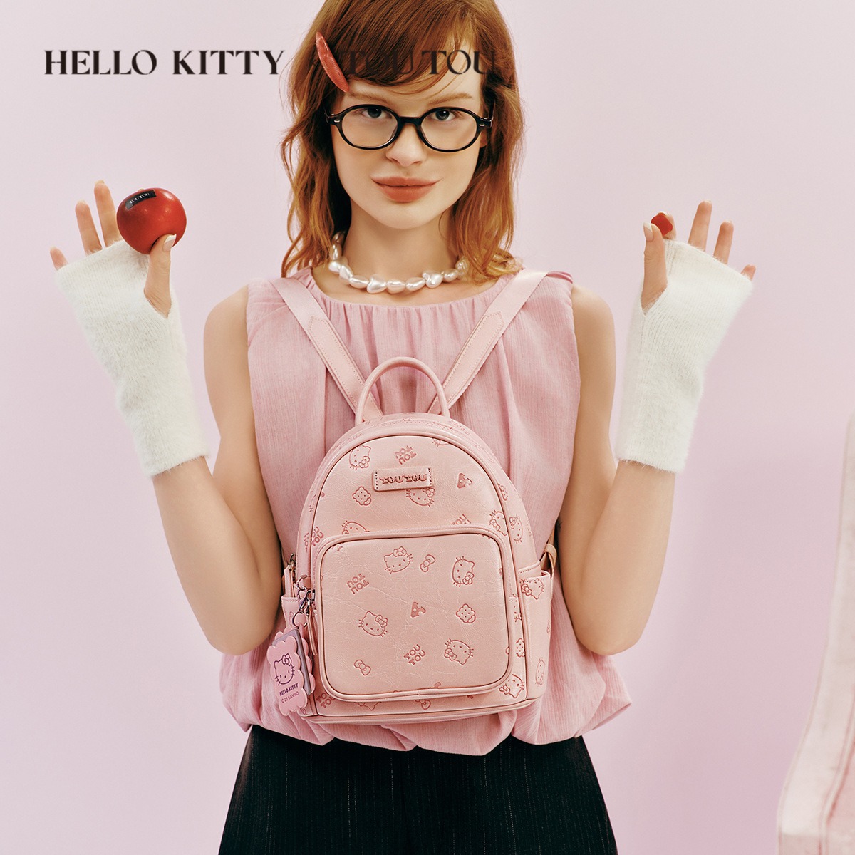 TOUTOU凯蒂猫hellokitty双肩包时尚卡通简约通勤大容量轻便小