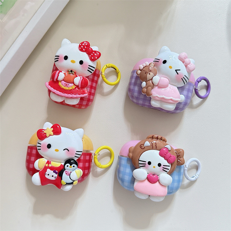 卡通可爱kitty猫立体适用Airpods4/pro3耳机保护壳套二三代新款女