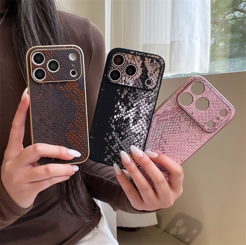 ins风个性蛇皮皮质适用iPhone17苹果16ProMax/15/14手机壳新款女