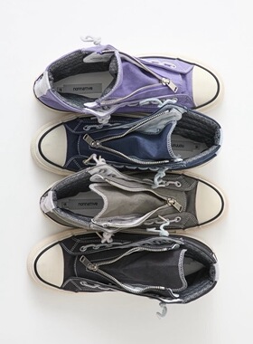 【代购】NONNATIVE 26ss Spingle联名 Trainer 2 hi 拉链帆布鞋