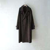 代购 breasted SSSTEIN 26ss Double coat 皮领双排扣风衣