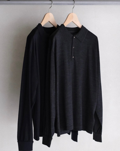 【代购】BATONER 25aw Wool polo LS 疏毛羊毛纯羊毛长袖Polo衫
