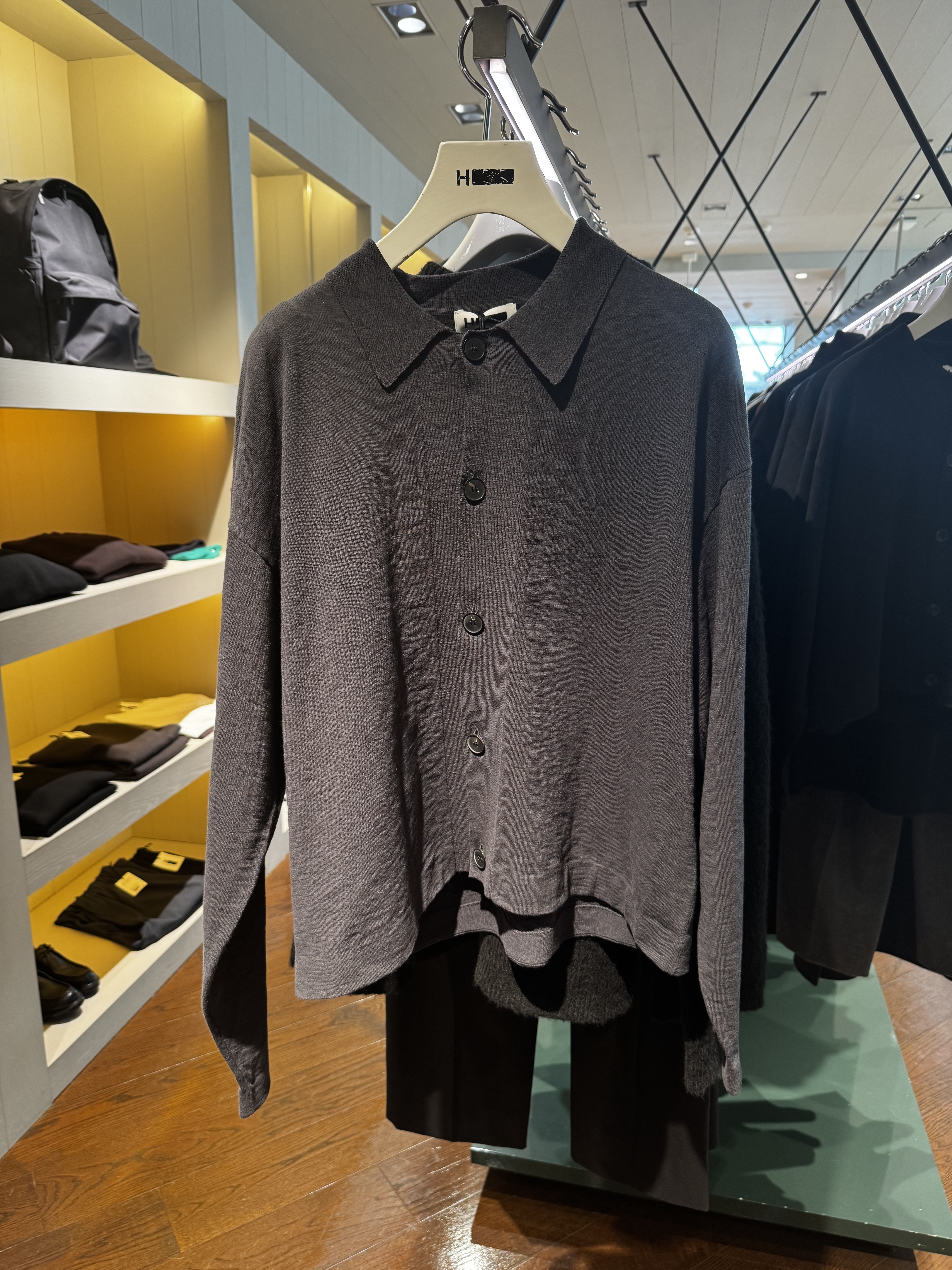 春夏新款棉麻混纺衬衫领开衫