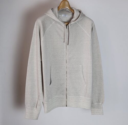 春夏新款丝绵亚麻混纺拉链帽衫