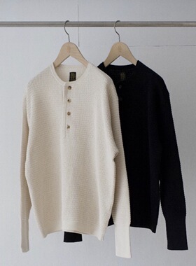 【代购】BATONER 26ss Thermal henley neck 海岛棉华夫格长袖T恤