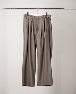 【代购】ANCELLM 26aw Belt less slacks 羊毛缎面微喇叭垂坠西裤