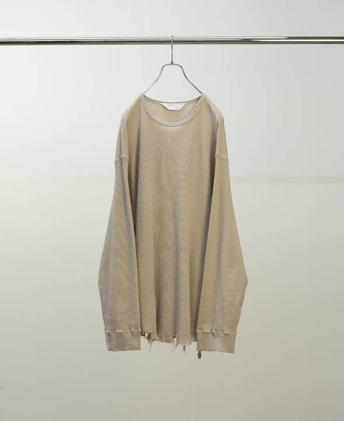 【代购】ANCELLM 25aw Damage waffle 定番破坏做旧华夫格长袖T恤