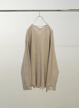 【代购】ANCELLM 25aw Damage waffle 定番破坏做旧华夫格长袖T恤