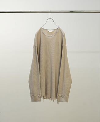 定番华夫格破坏做旧长袖T恤