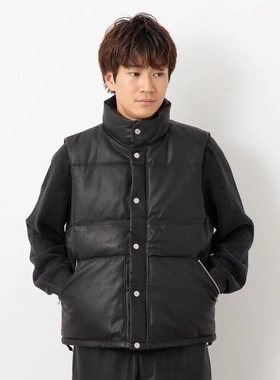 【代购】NONNATIVE 25aw Explorer down vest 牛皮户外羽绒马甲